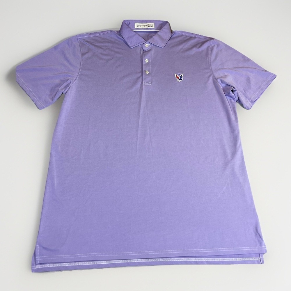 Holderness & Bourne Polo Shirt Mens XL Purple Tailored Fit Golf Performance Logo
